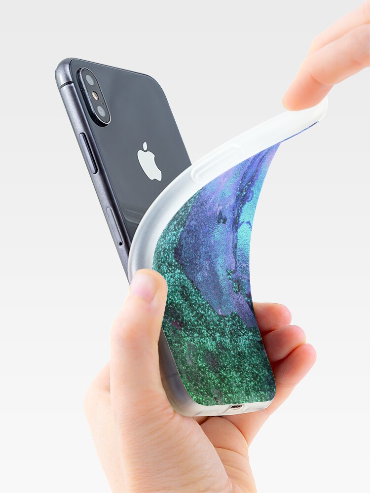 Alternate view of Ocean Mermaid Blue and Green Glitter on Marble iPhone Case & Cover