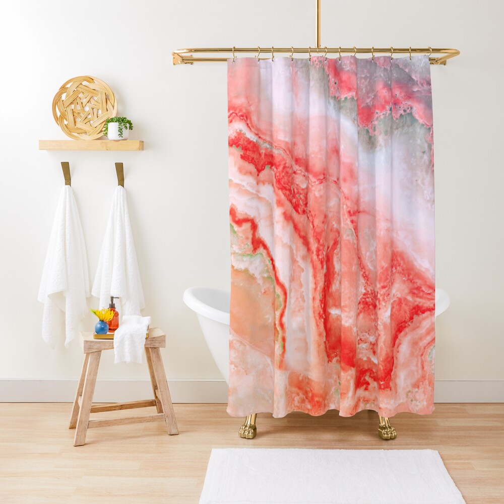 Living Coral Agate Shower Curtain