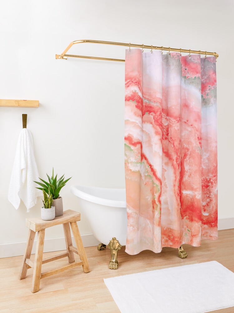Alternate view of Living Coral Agate Shower Curtain