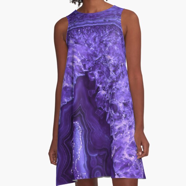 Ultra Violet Agate Mineral Gemstone A-Line Dress
