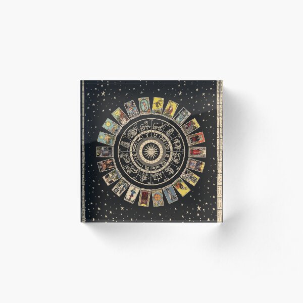 Wheel of the Zodiac, Astrology Chart & the Major Arcana Tarot Acrylic Block
