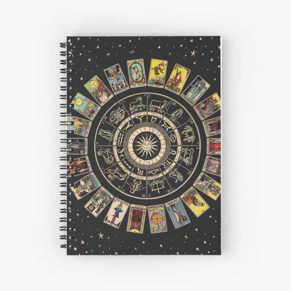 Wheel of the Zodiac, Astrology Chart & the Major Arcana Tarot Spiral Notebook