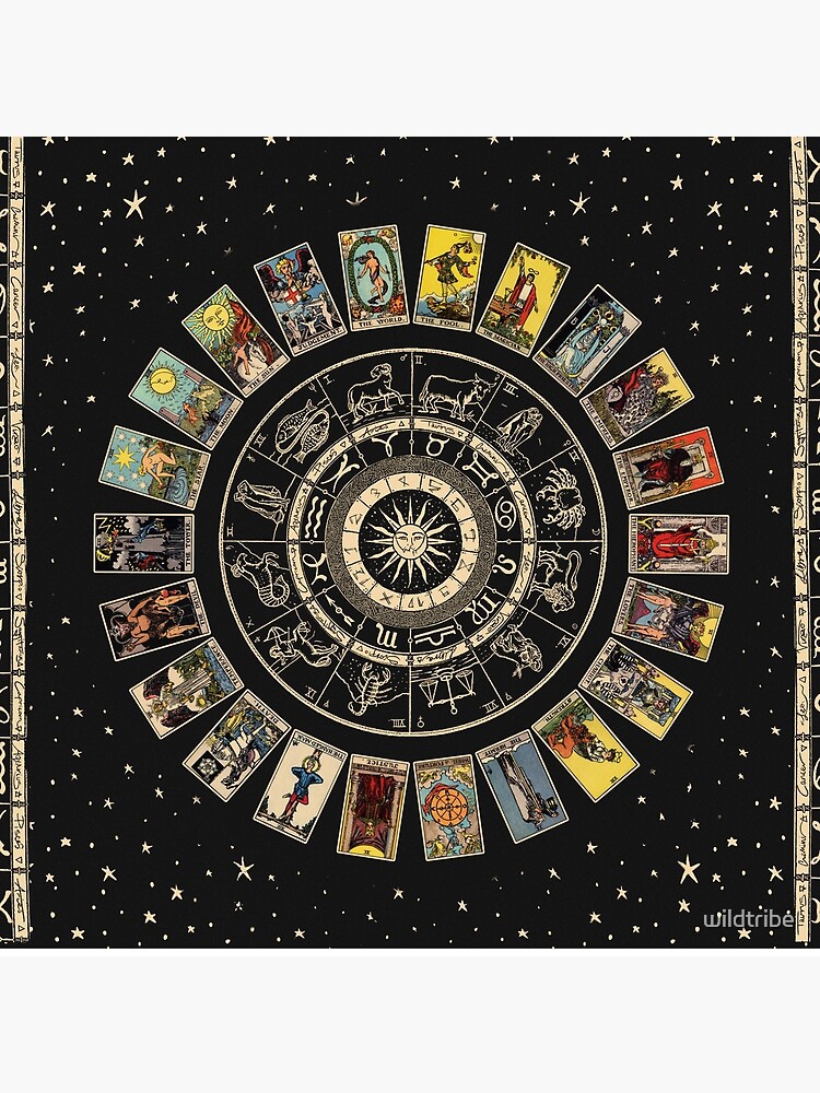 Wheel of the Zodiac, Astrology Chart & the Major Arcana Tarot by wildtribe