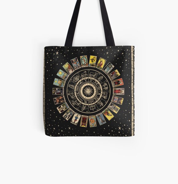 Wheel of the Zodiac, Astrology Chart & the Major Arcana Tarot All Over Print Tote Bag