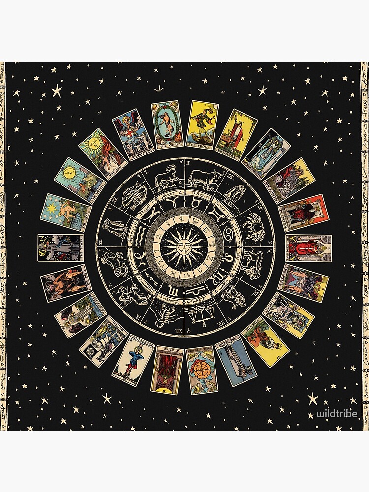 Wheel of the Zodiac, Astrology Chart & the Major Arcana Tarot by wildtribe