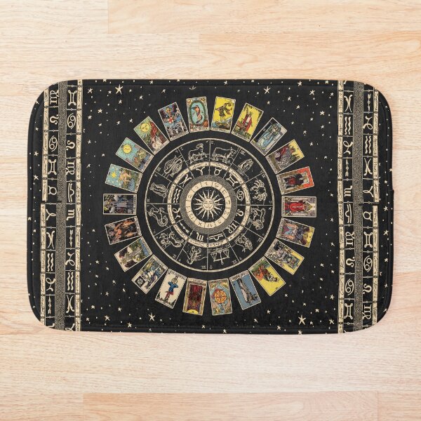 Wheel of the Zodiac, Astrology Chart & the Major Arcana Tarot Bath Mat