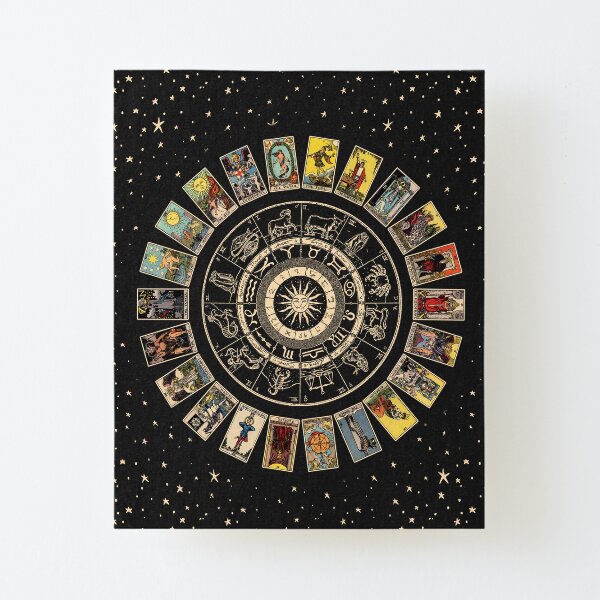 Wheel of the Zodiac, Astrology Chart & the Major Arcana Tarot Canvas Mounted Print