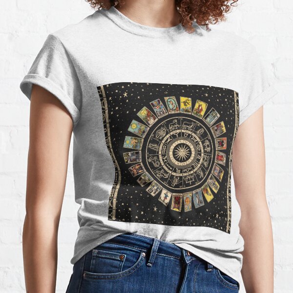 Wheel of the Zodiac, Astrology Chart & the Major Arcana Tarot Classic T-Shirt