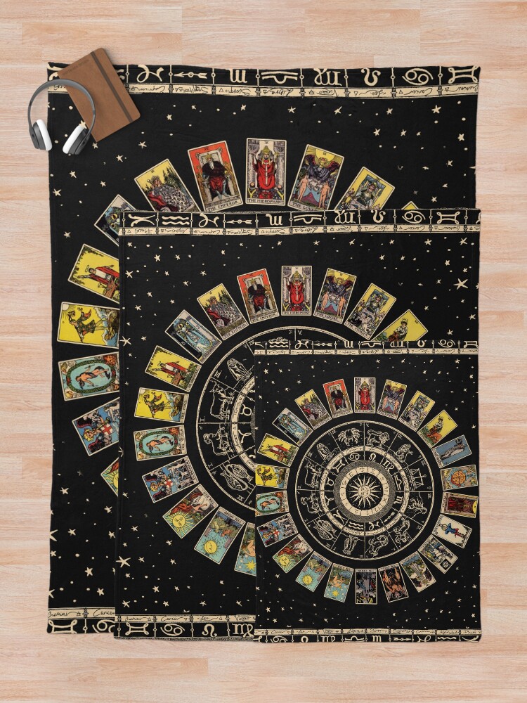 Alternate view of Wheel of the Zodiac, Astrology Chart & the Major Arcana Tarot Throw Blanket