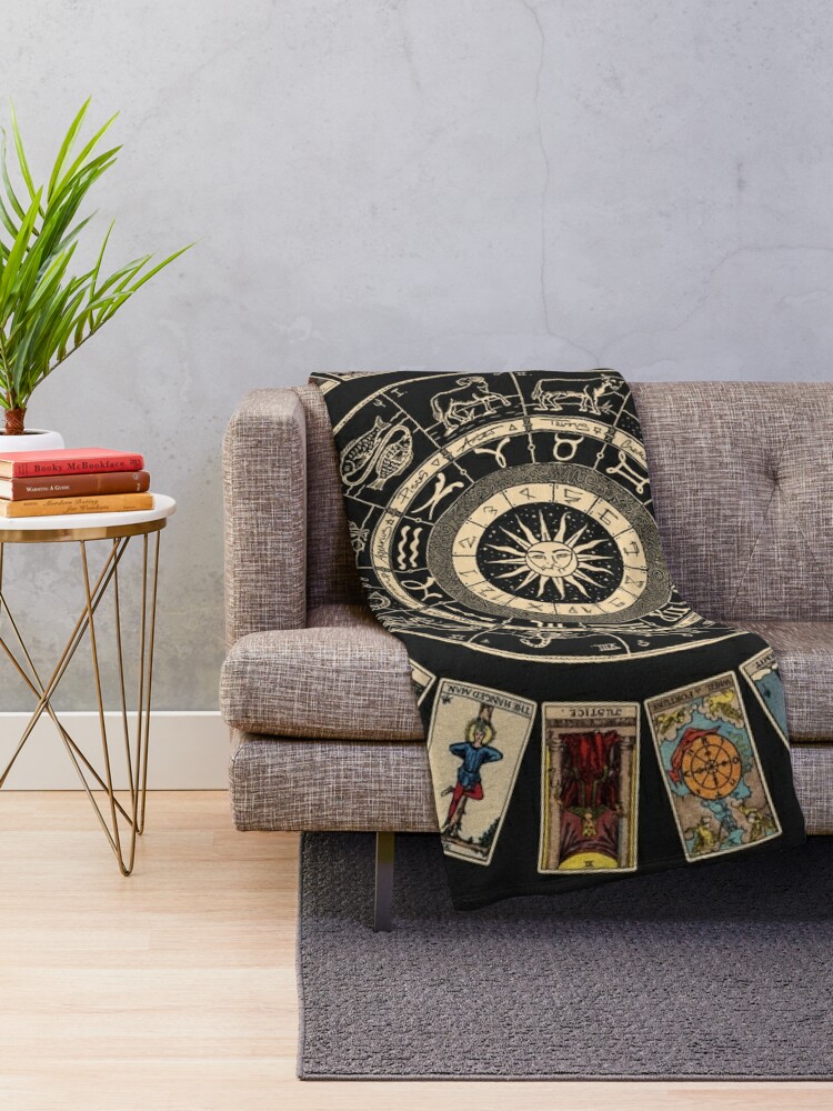 Alternate view of Wheel of the Zodiac, Astrology Chart & the Major Arcana Tarot Throw Blanket
