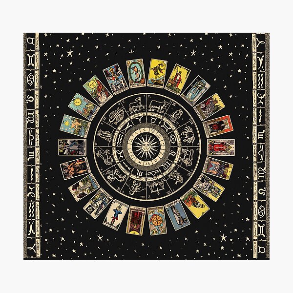 Wheel of the Zodiac, Astrology Chart & the Major Arcana Tarot Photographic Print