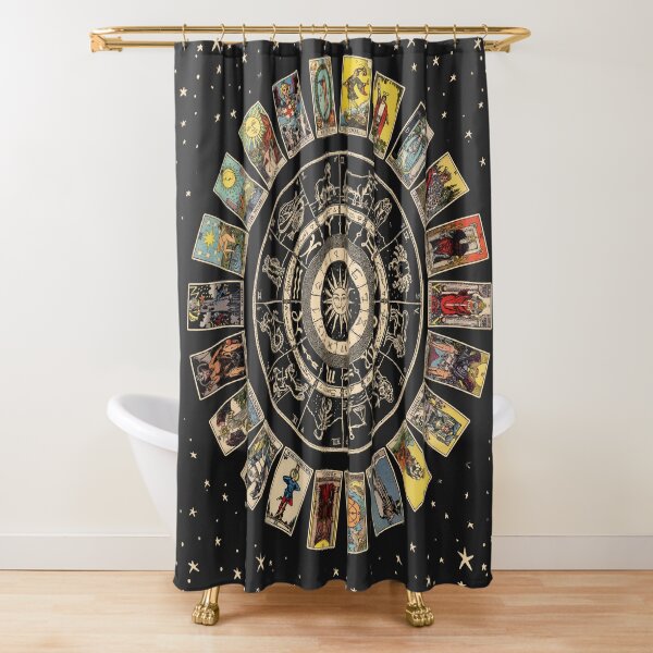 Wheel of the Zodiac, Astrology Chart & the Major Arcana Tarot Shower Curtain