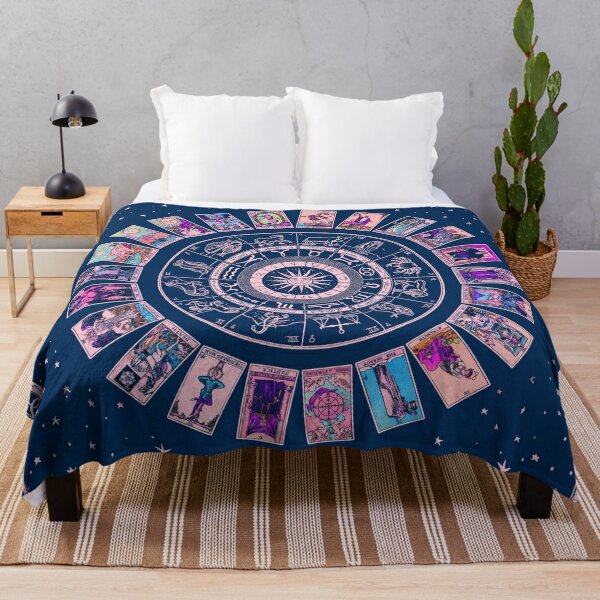 Pastel Goth Zodiac, Astrology Chart & the Major Arcana Tarot Throw Blanket