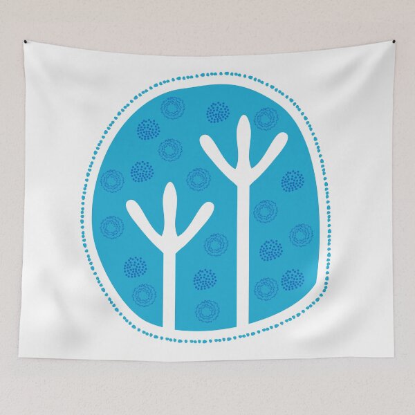 Item preview, Emu Bird Tracks Footprints Australian Aboriginal Style Blue designed and sold by Anna Lemos.