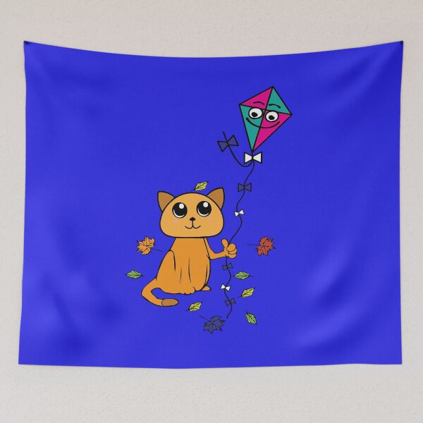 Item preview, Cat is flying kite in spring, autumn designed and sold by tarek25.