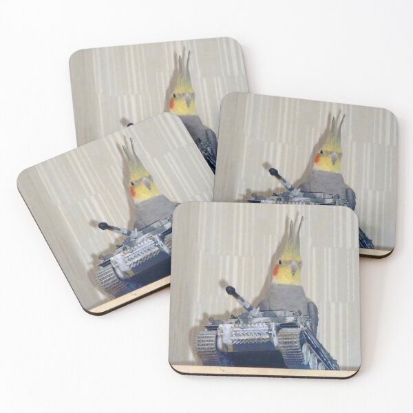 Item preview, Cockatiel on tank - "Peace was never an option" meme designed and sold by TheSmartChicken.