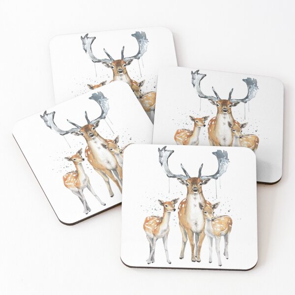 Item preview, 'Family' Fallow Deer Watercolor Artwork designed and sold by artbrushbyerin.