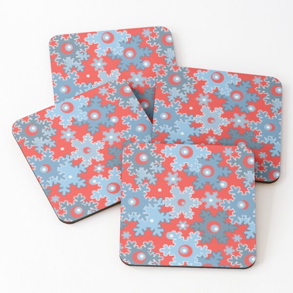 Item preview,  Christmas red blue snowflakes snow winter pattern designed and sold by fuzzyfox.