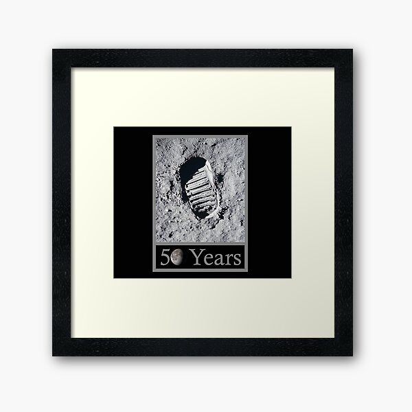 Neil Armstrong footprint 50 years anniversary. Moon landing. Framed Art Print
