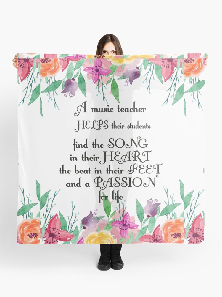 Music Teacher Quote Thank You Card Farewell Gift Leaving Gift Idea Appreciation Scarf By Tanabe Redbubble