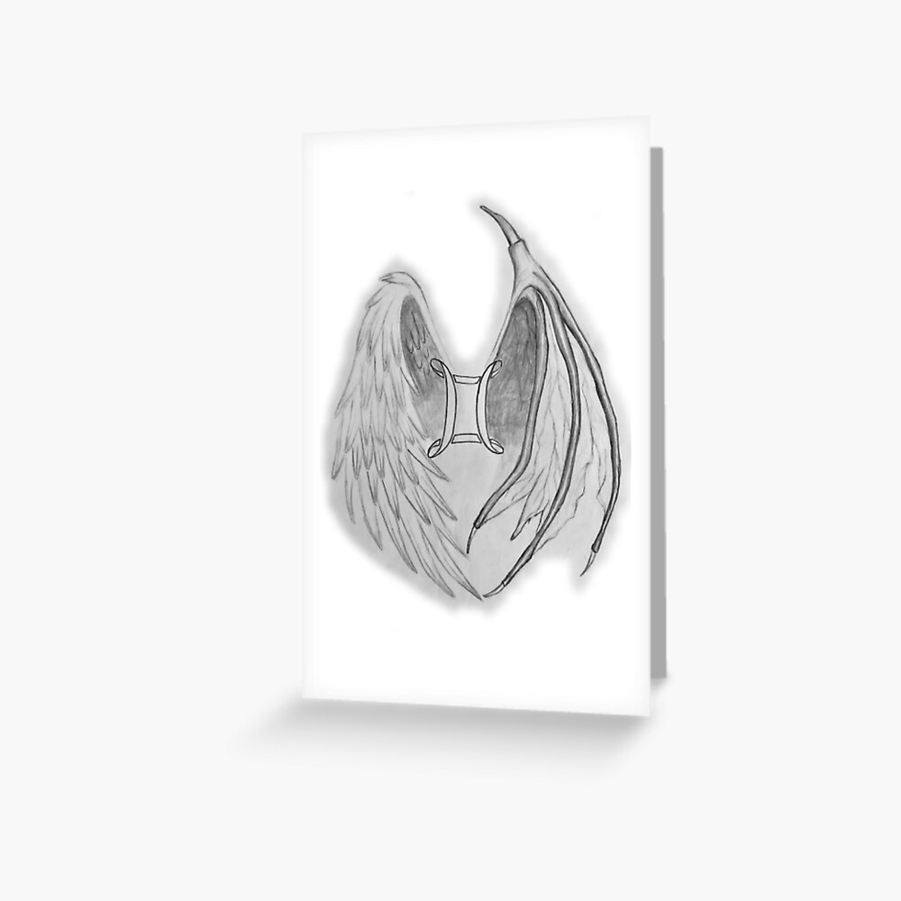 Gemini Good Vs Evil Greeting Card By Km Redbubble