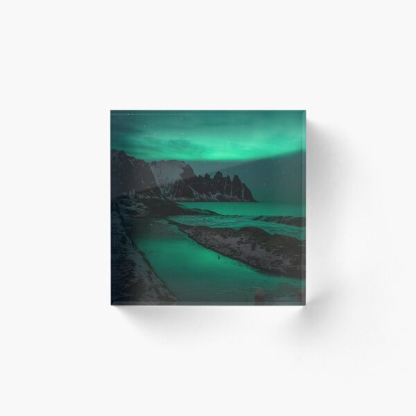 Northern lights over the sea Acrylic Block