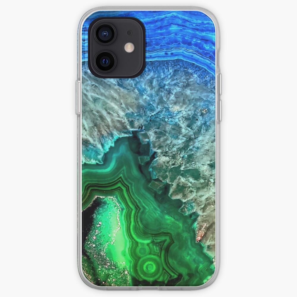 Green and Blue Agate Mineral Gemstone iPhone Case & Cover