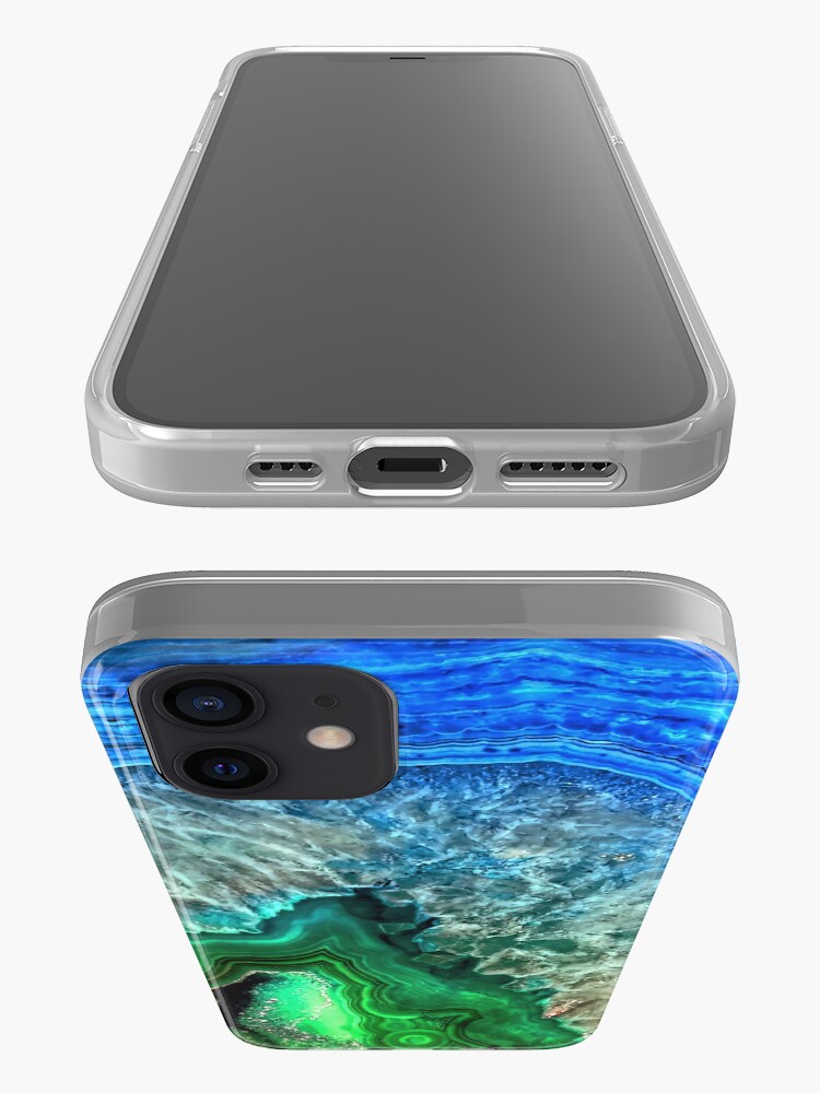 Alternate view of Green and Blue Agate Mineral Gemstone iPhone Case & Cover
