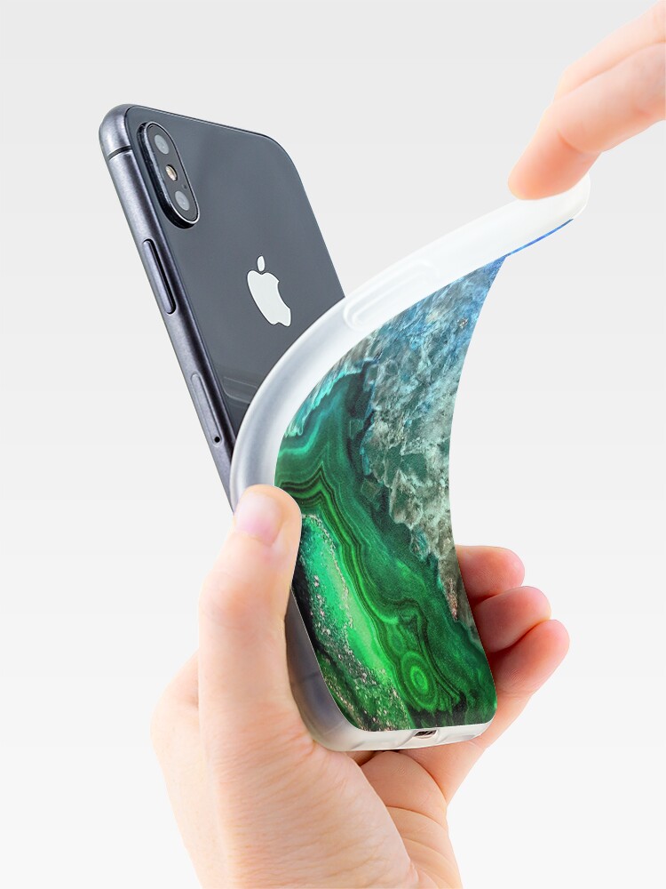 Alternate view of Green and Blue Agate Mineral Gemstone iPhone Case & Cover