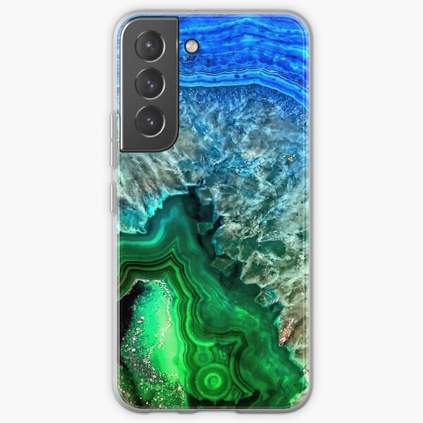 Green and Blue Faux Agate Mineral Gemstone Samsung Galaxy Soft Case