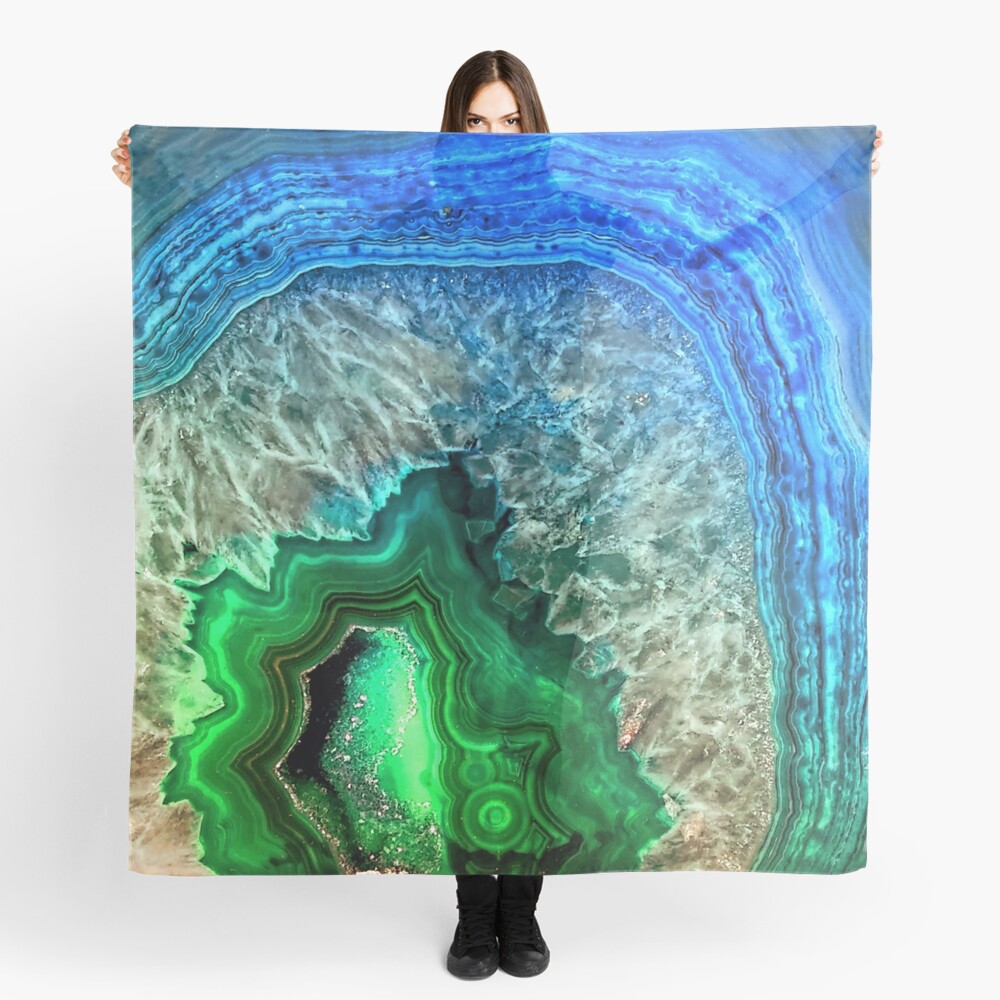 Green and Blue Agate Mineral Gemstone Scarf