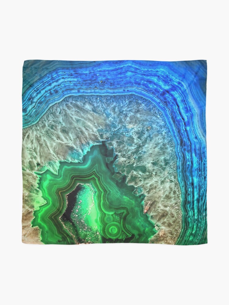 Alternate view of Green and Blue Agate Mineral Gemstone Scarf