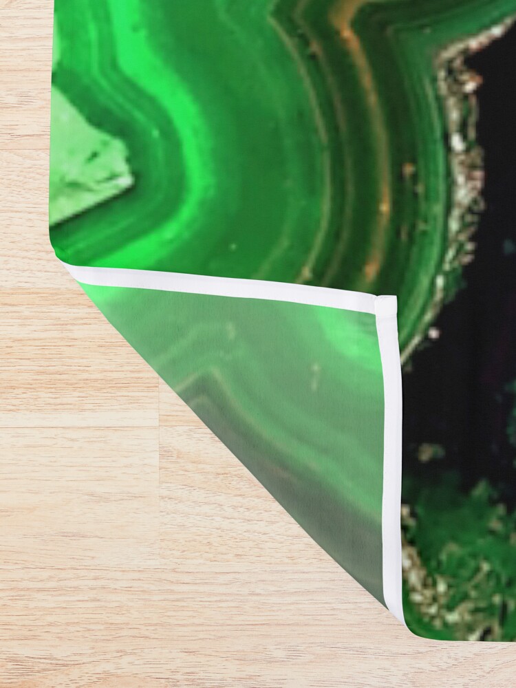 Alternate view of Green and Blue Agate Mineral Gemstone Shower Curtain