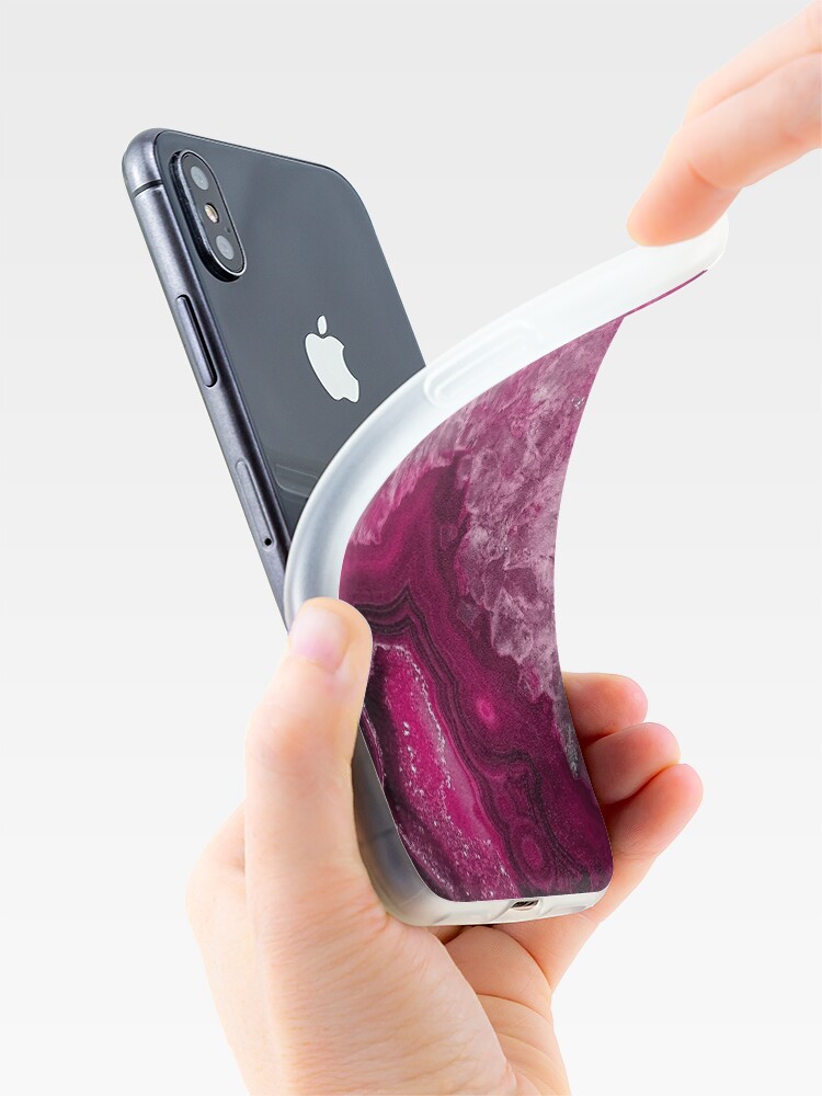 Alternate view of Pink Magenta Agate Mineral Gemstone iPhone Case & Cover