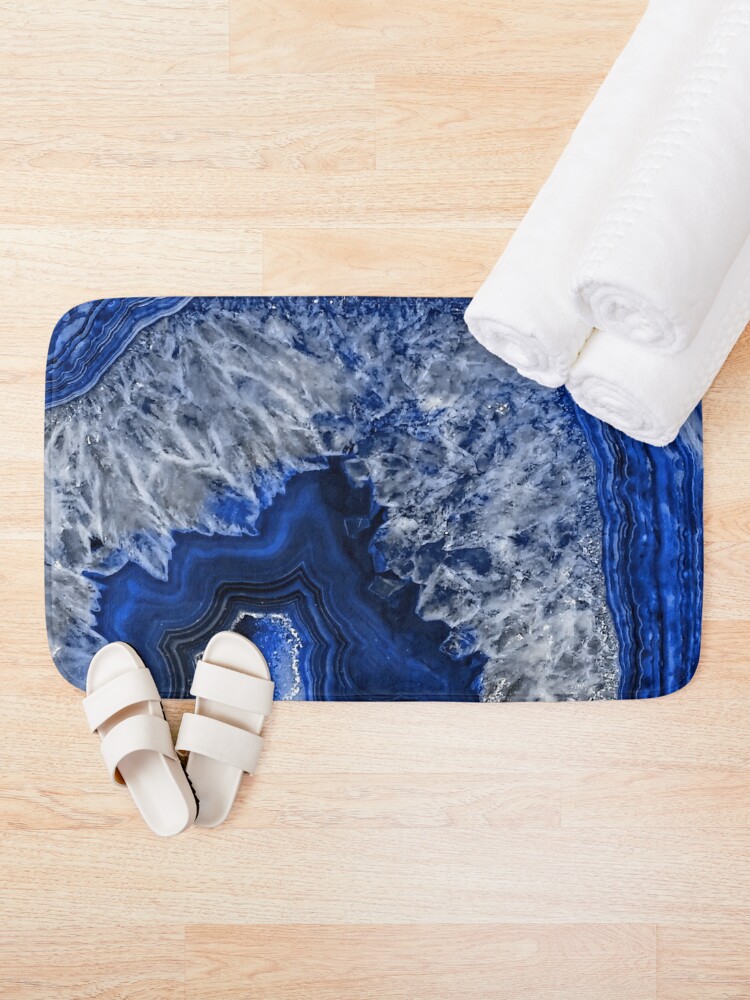 Discover Ocean Blue Faux Agate Mineral Gemstone | Bath Mat