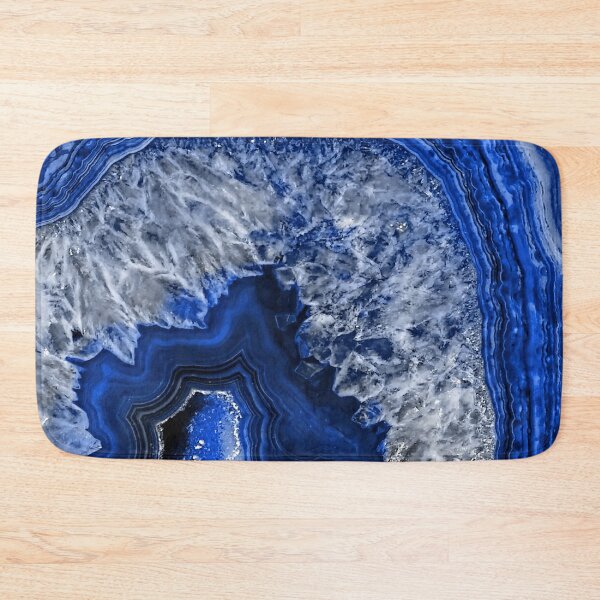 Disover Ocean Blue Faux Agate Mineral Gemstone | Bath Mat