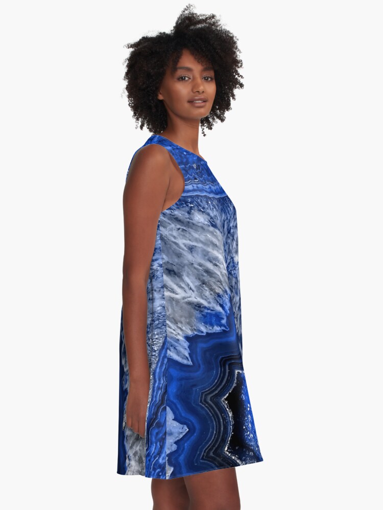 Alternate view of Ocean Blue Agate Mineral Gemstone A-Line Dress