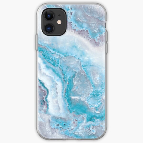 Luxury Mermaid Blue Agate Marble Geode Gem iPhone Soft Case