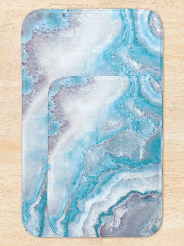 Alternate view of Luxury Mermaid Blue Faux Agate Marble Geode Gem Bath Mat