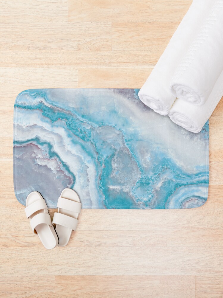 Alternate view of Luxury Mermaid Blue Faux Agate Marble Geode Gem Bath Mat