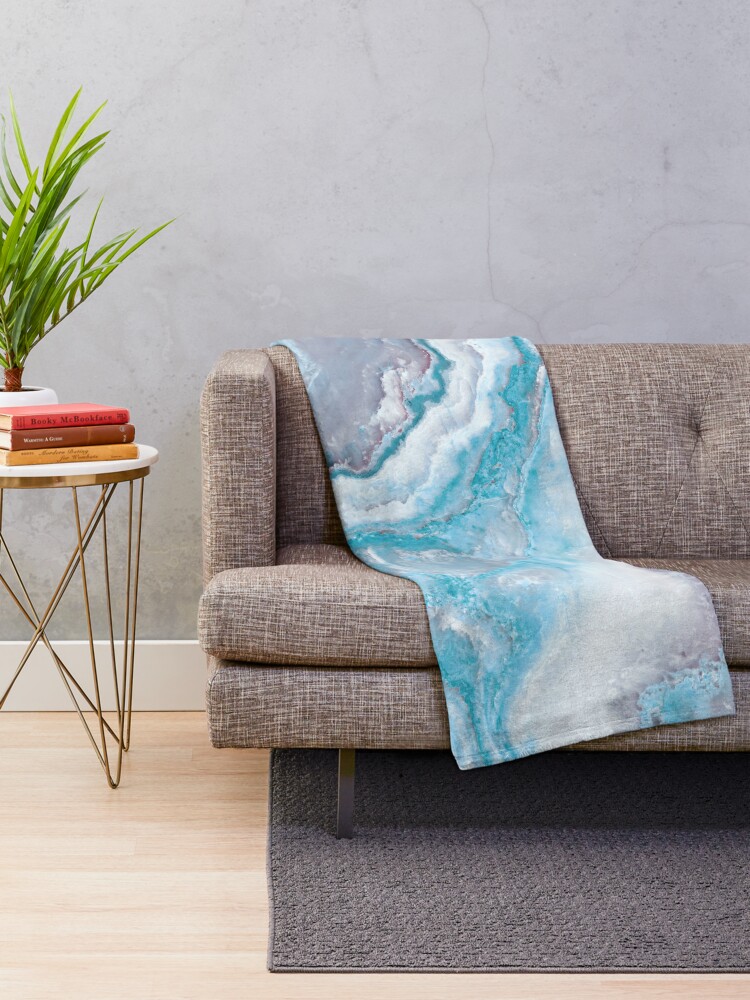 Alternate view of Luxury Mermaid Blue Agate Marble Geode Gem Throw Blanket