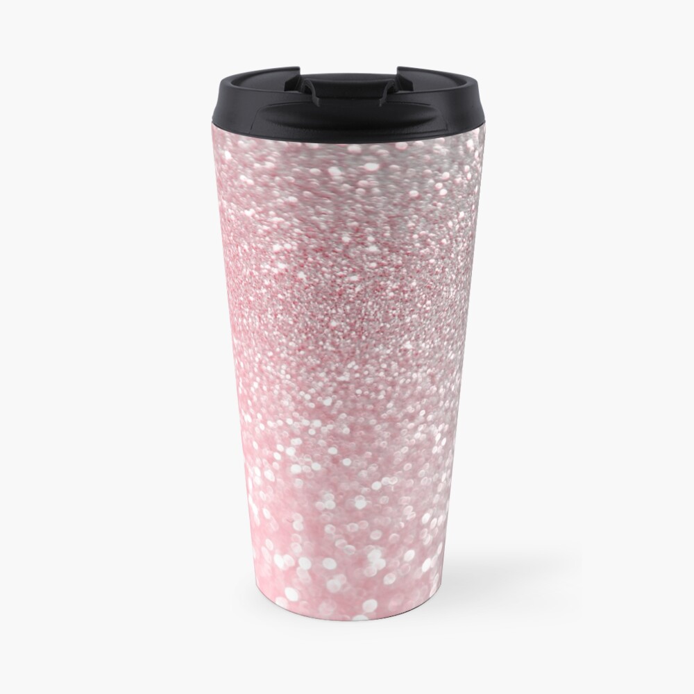 Mermaid Rose Gold Blush Glitter Travel Mug