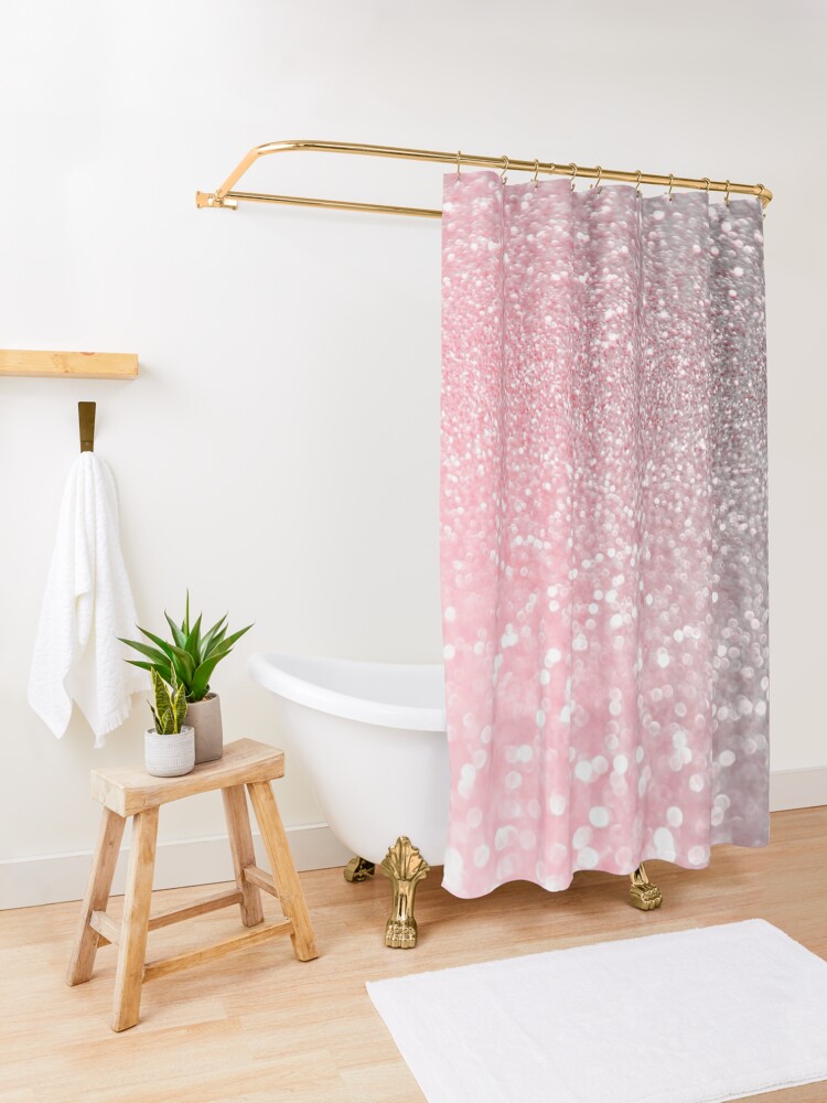 Alternate view of Mermaid Rose Gold Blush Glitter Shower Curtain