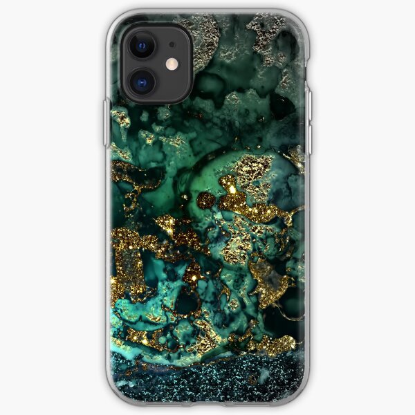 Gold Indigo Malachite Marble iPhone Soft Case
