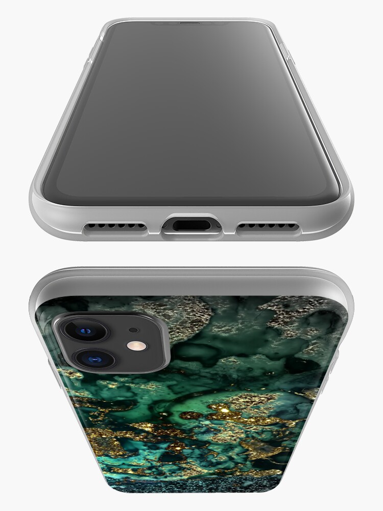 Alternate view of Gold Indigo Malachite Marble iPhone Case & Cover