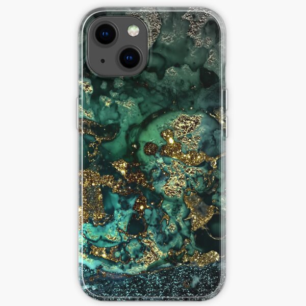 Gold Indigo Malachite Marble iPhone Soft Case