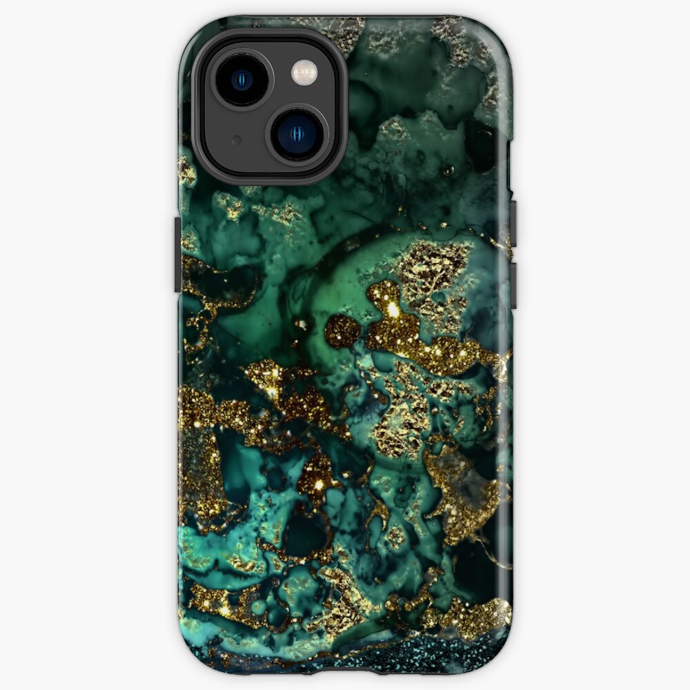 Gold Indigo Faux Malachite Marble iPhone Case