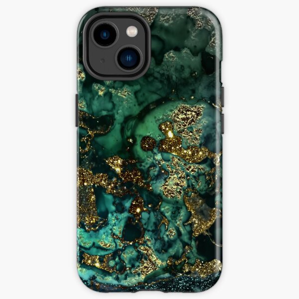 Gold Indigo Faux Malachite Marble Iphone Case