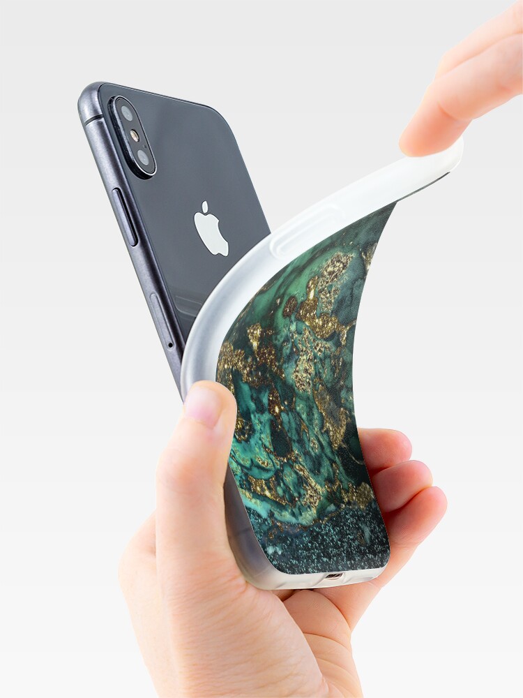 Alternate view of Gold Indigo Malachite Marble iPhone Case & Cover