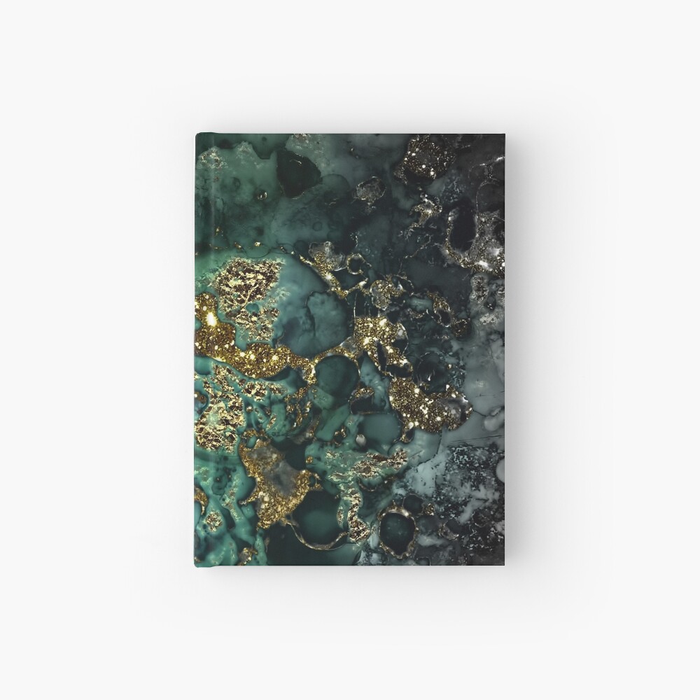 Gold Indigo Malachite Marble Hardcover Journal